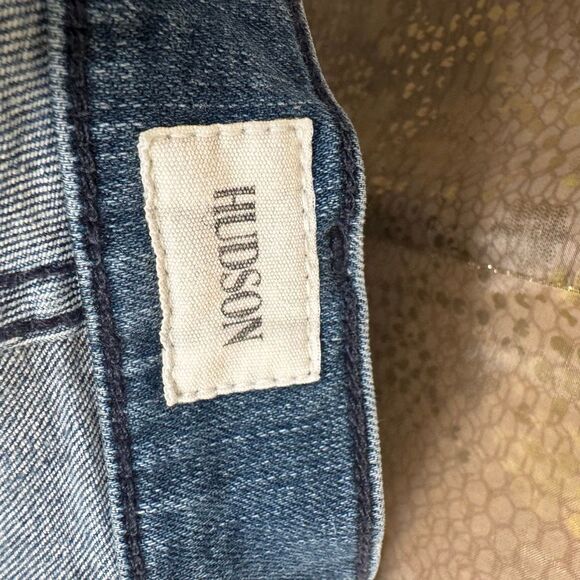 Hudson Men's Blake Slim Straight Distressed Whiskered Jeans Size 33 - Picture 3 of 7